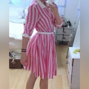 Topshop Pink Candy Stripe Dress with Peter Pan Collar US 2
